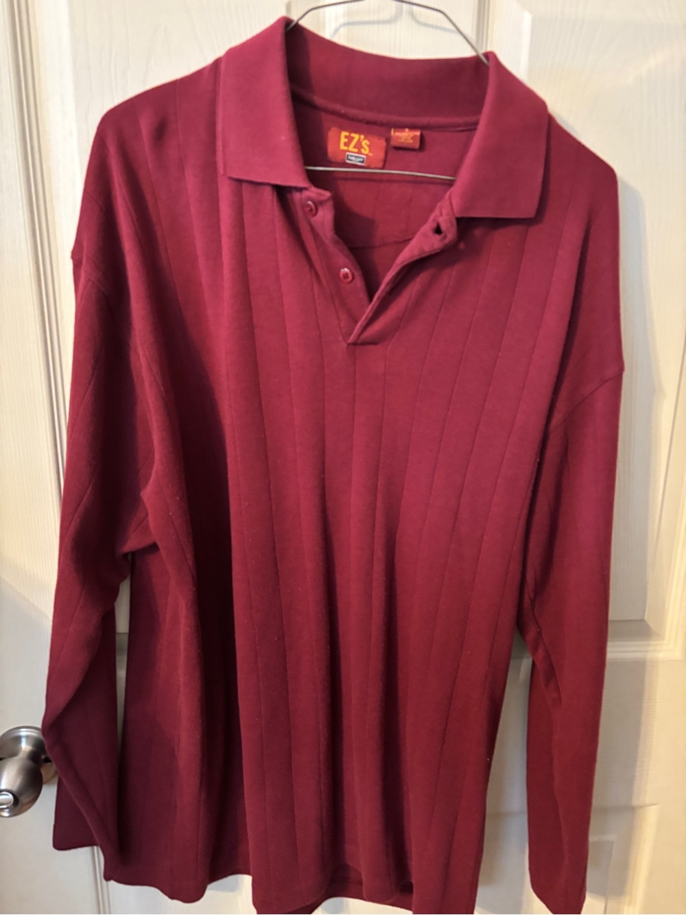 Haggar Long Sleeve Polo in Burgundy